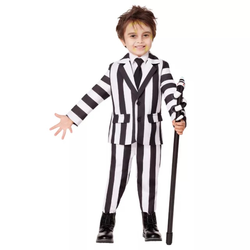 Toddler Beetlejuice Striped Suit BLACK AND WHITE 2T