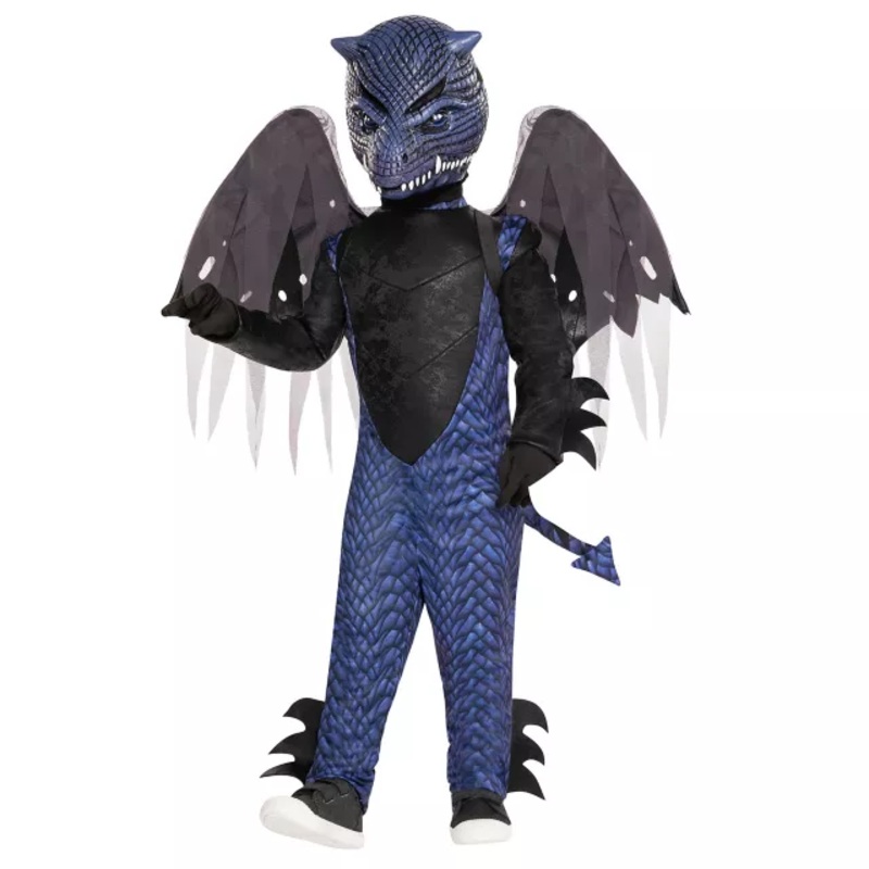 Toddler Dragon Jumpsuit Costume BLUE 3T - 4T