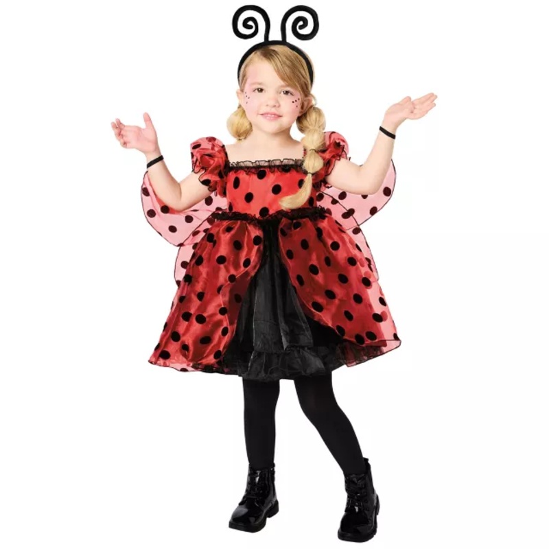 Toddler Ladybug Dress Costume BLACK AND RED 2T