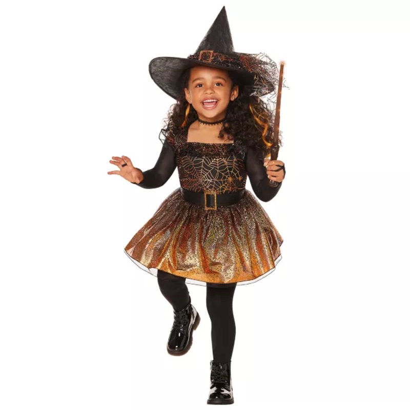Toddler Mischief Witch Costume BLACK AND ORANGE 2T