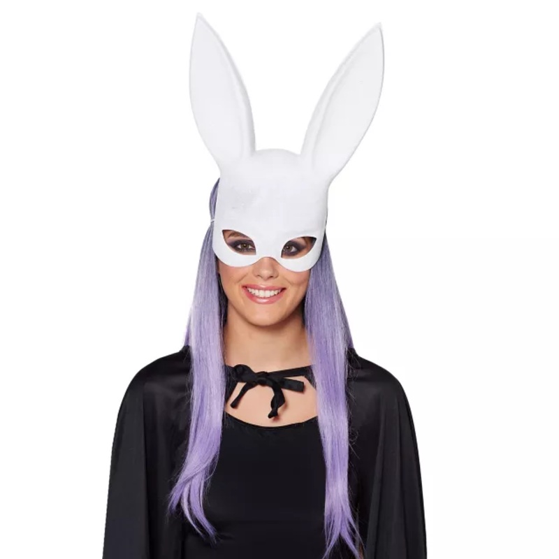 White Glitter Bunny Mask WHITE ONE SIZE FITS MOST
