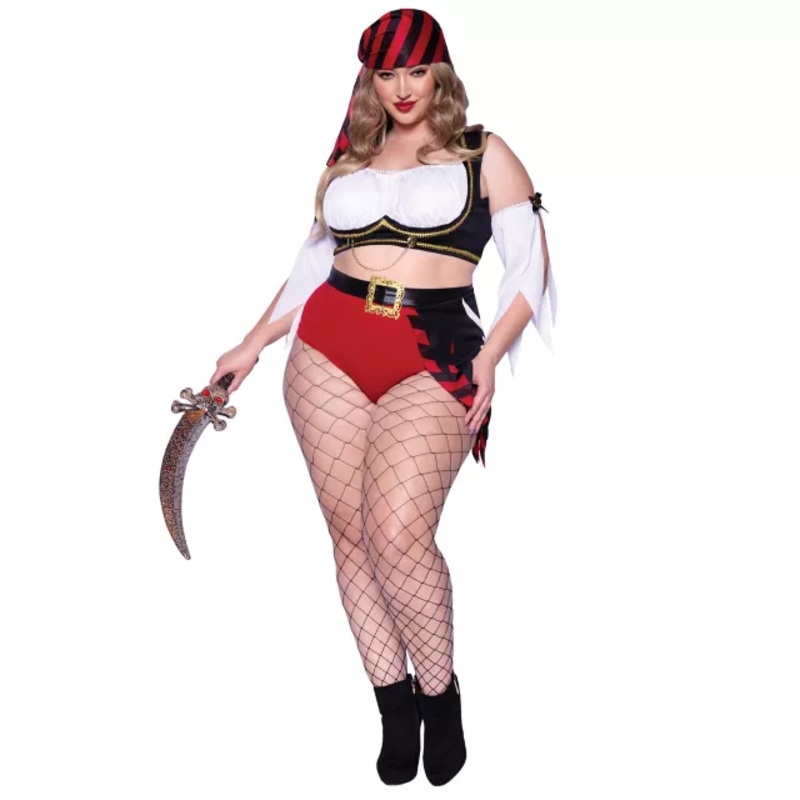 Wicked Pirate Plus Size Costume Set RED/WHITE/BLACK 1X