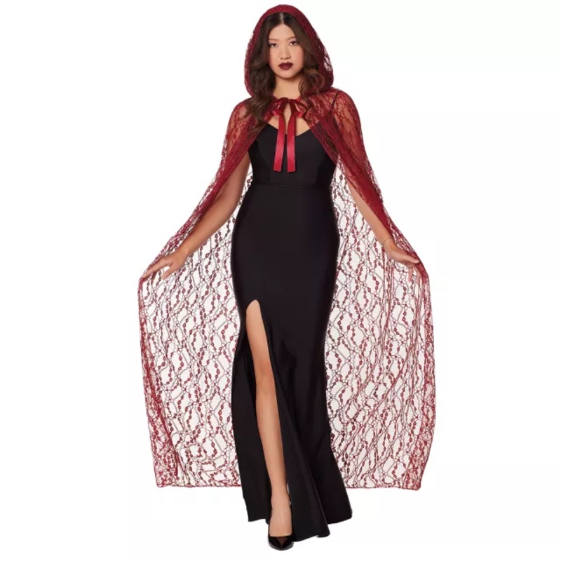 Adult Burgundy Lace Cape BURGUNDY ONE SIZE FITS MOST