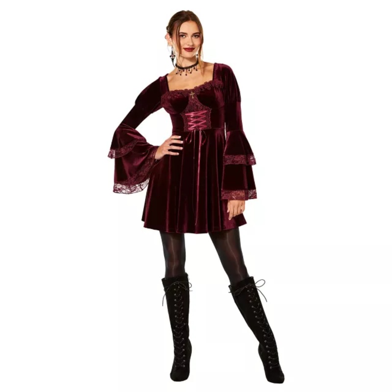 Adult Burgundy Vampire Dress BURGUNDY ADULT SMALL