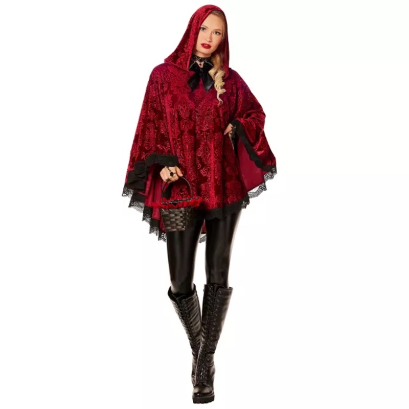 Adult Little Red Riding Hood Poncho BLACK AND RED ONE SIZE FITS MOST