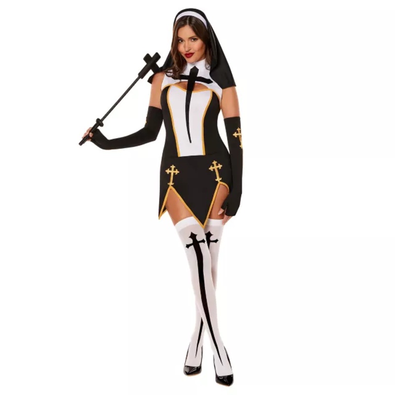 Adult Sexy Nun Costume BLACK ADULT EX SMALL