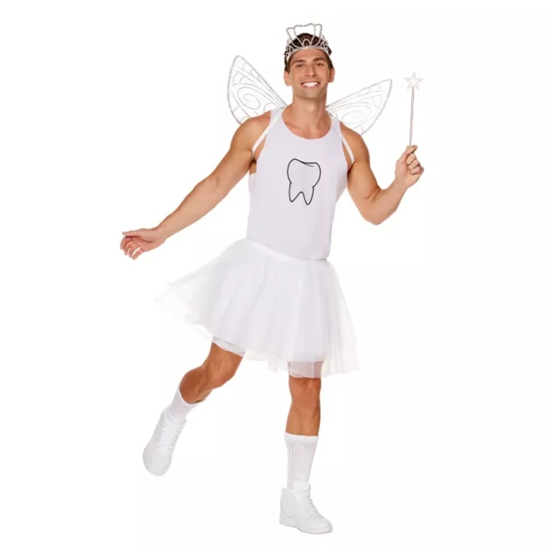 Adult Tooth Fairy Dress Costume WHITE ADULT SMALL