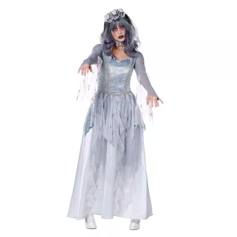 Adult Zombie Bride Costume GRAY ADULT SMALL
