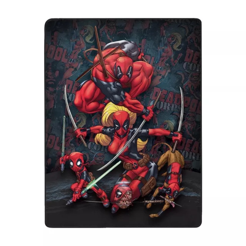 Deadpool Family Fleece Blanket BLACK AND RED