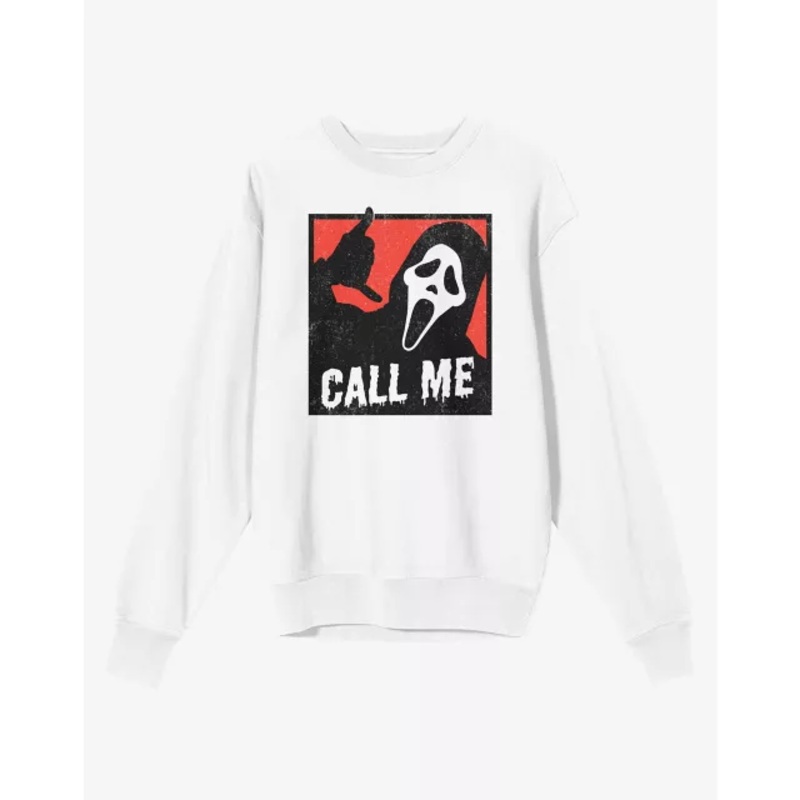 Ghostface Call Me Sweatshirt WHITE ADULT SMALL