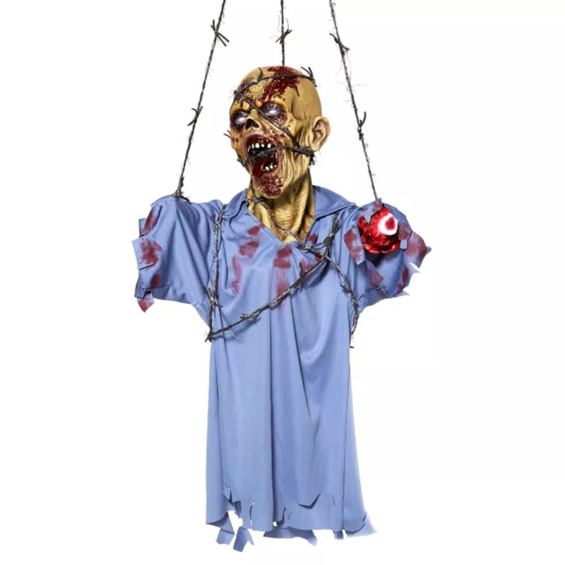 Hanging Barbwire Zombie Decoration  No Size