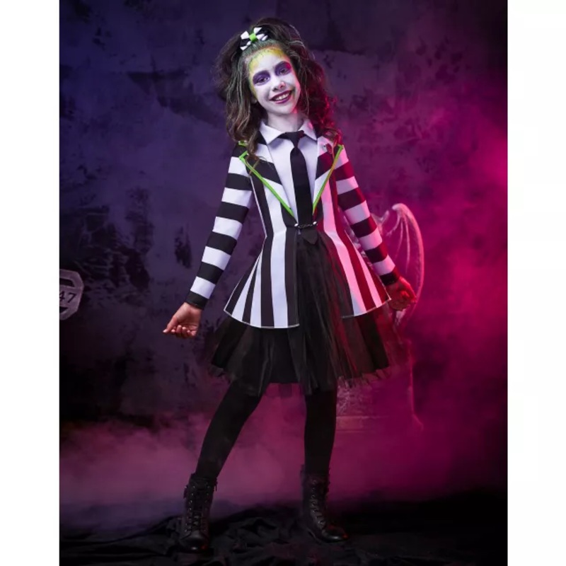 Kids Beetlejuice Dress BLACK AND WHITE CHILD EXTRA SM