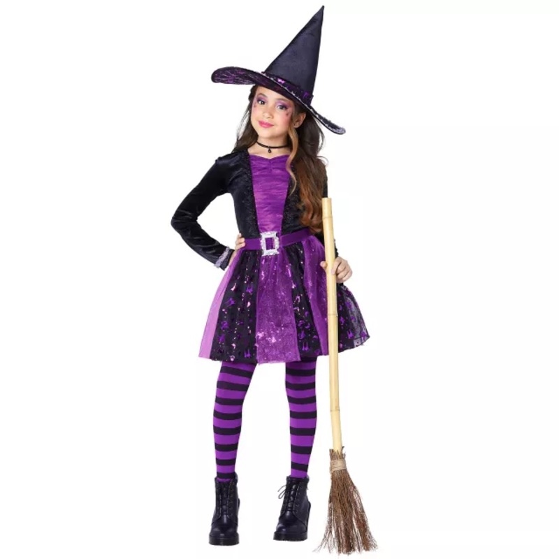 Kids Darling Witch Costume BLACK AND PURPLE CHILD SMALL