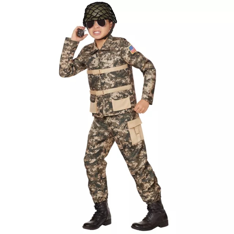 Kids Military Soldier Costume GREEN CHILD SMALL