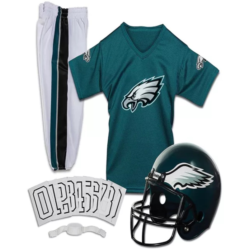 Kids Philadelphia Eagles NFL Deluxe Uniform Costume - Franklin Sports GREEN/WHITE YOUTH SMALL