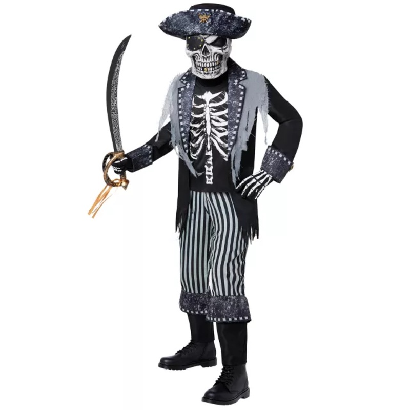 Kids Skeleton Pirate Costume BLACK CHILD EXTRA SM