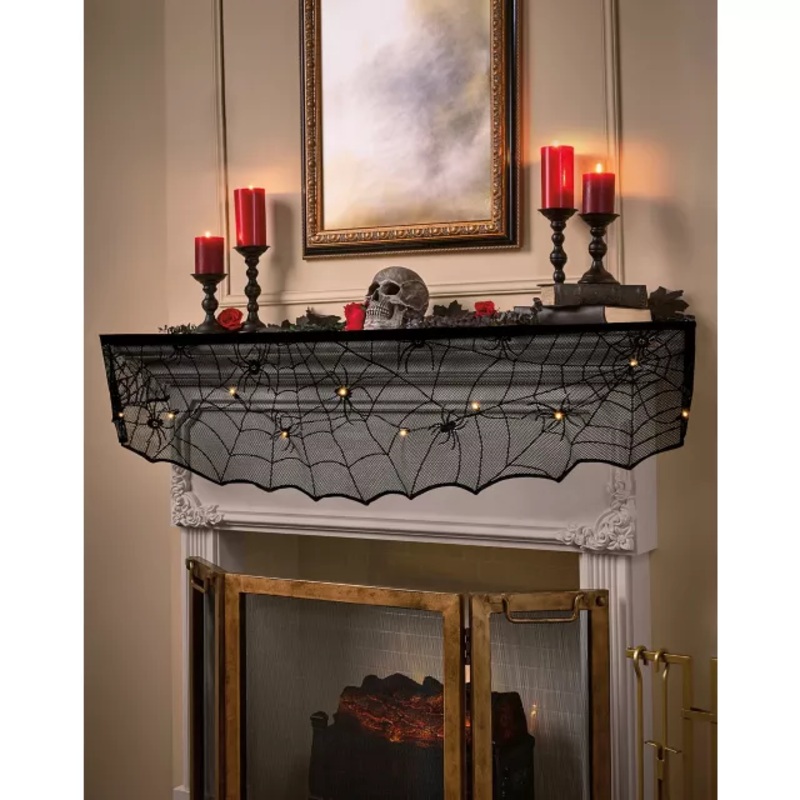 Light-Up Spider Mantel Cover BLACK No Size