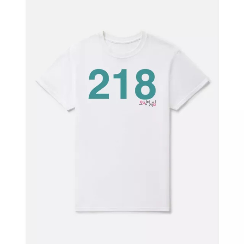 Player 218 T Shirt - Squid Game WHITE ADULT SMALL