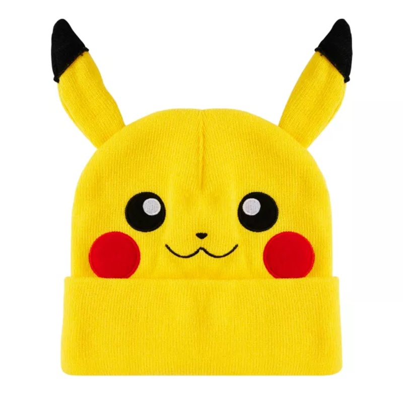 Smiling 3D Pikachu Cuff Beanie Hat - Pokmon YELLOW ONE SIZE FITS MOST