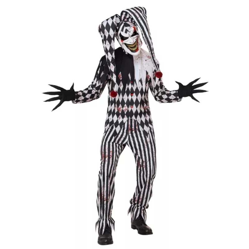 Adult Bloody Jester Costume RED/WHITE/BLACK ADULT MEDIUM