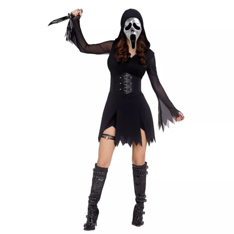 Adult Gothic Ghost Face Dress Costume BLACK ADULT EX SMALL