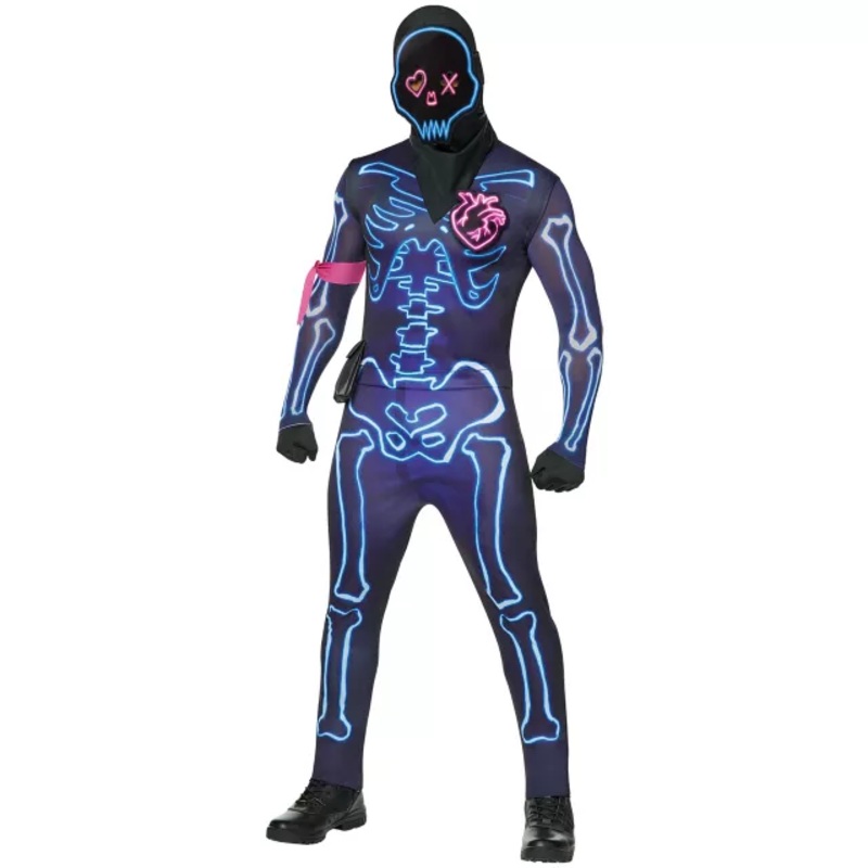 Adult Light-Up Fortnite Party Trooper Costume BLACK ADULT SMALL