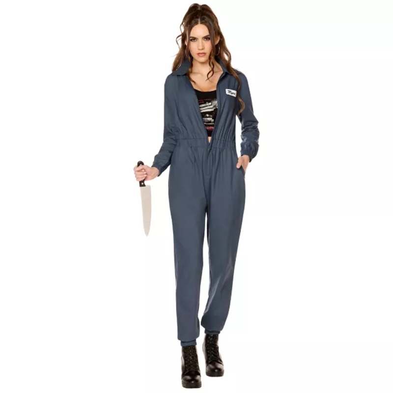 Adult Michael Myers Jumpsuit with Crop Top Costume - Halloween II BLUE ADULT EX SMALL