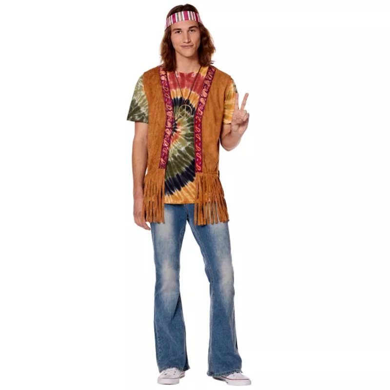 Adult Peace Hippie Fringe Vest TAN SMALL/MEDIUM