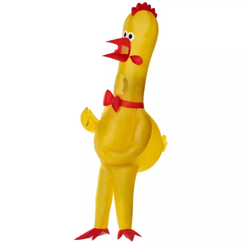 Adult Rubber Chicken Inflatable Costume YELLOW ONE SIZE FITS MOST