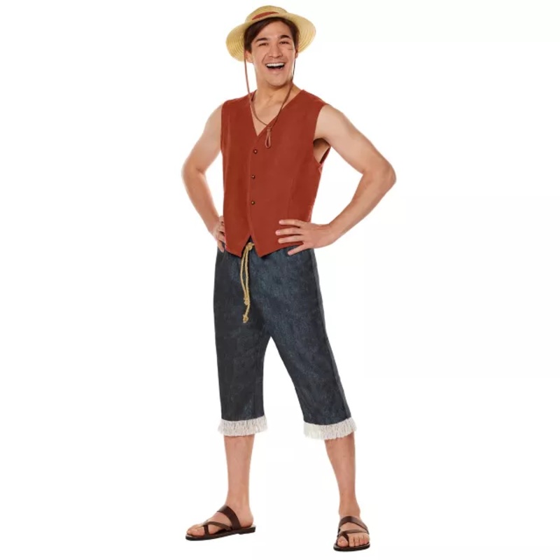 Adult Straw Hat Luffy Costume - One Piece MULTI-COLOR ADULT SMALL