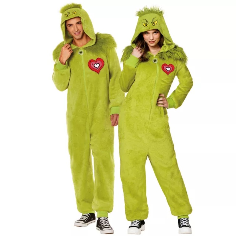 Adult The Grinch Jumpsuit Costume - Dr. Seuss GREEN EXTRA SMALL/SMA