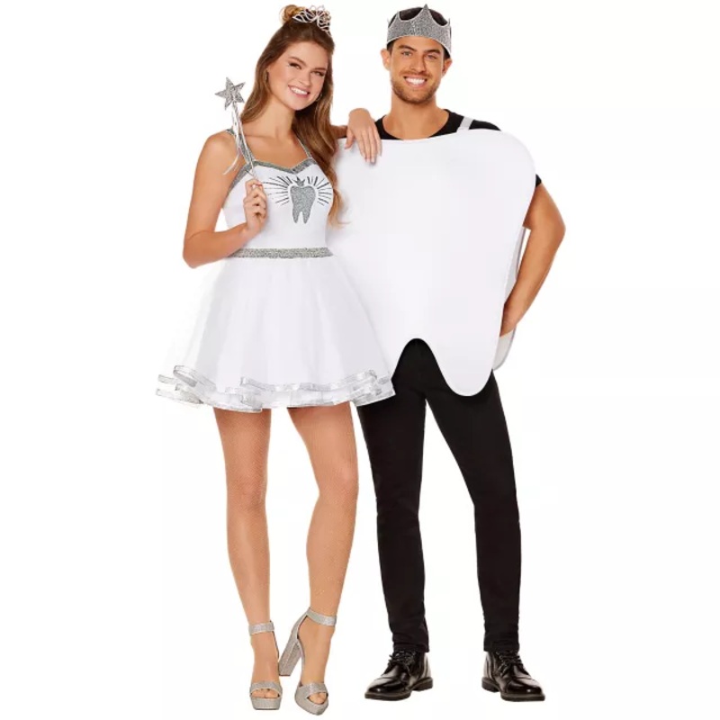 Adult Tooth and Tooth Fairy Couples Costumes WHITE ADULT SMALL