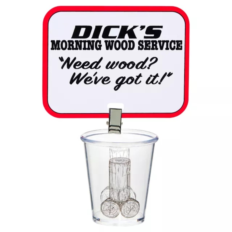 Dicks Shot Glass with Name Badge RED AND WHITE
