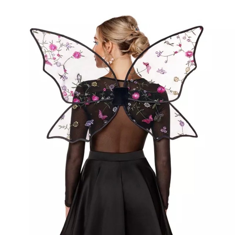 Grunge Embroidered Fairy Wings BLACK ONE SIZE FITS MOST