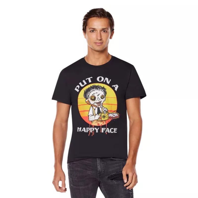 Happy Leatherface T Shirt - The Texas Chainsaw Massacre BLACK ADULT MEDIUM