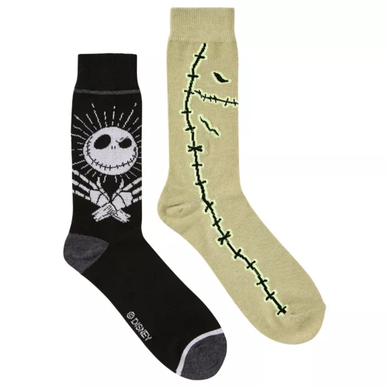 Jack Skellington and Oogie Boogie Crew Socks 2 Pair - The Nightmare Before Christmas MULTI-COLOR ONE SIZE FITS MOST