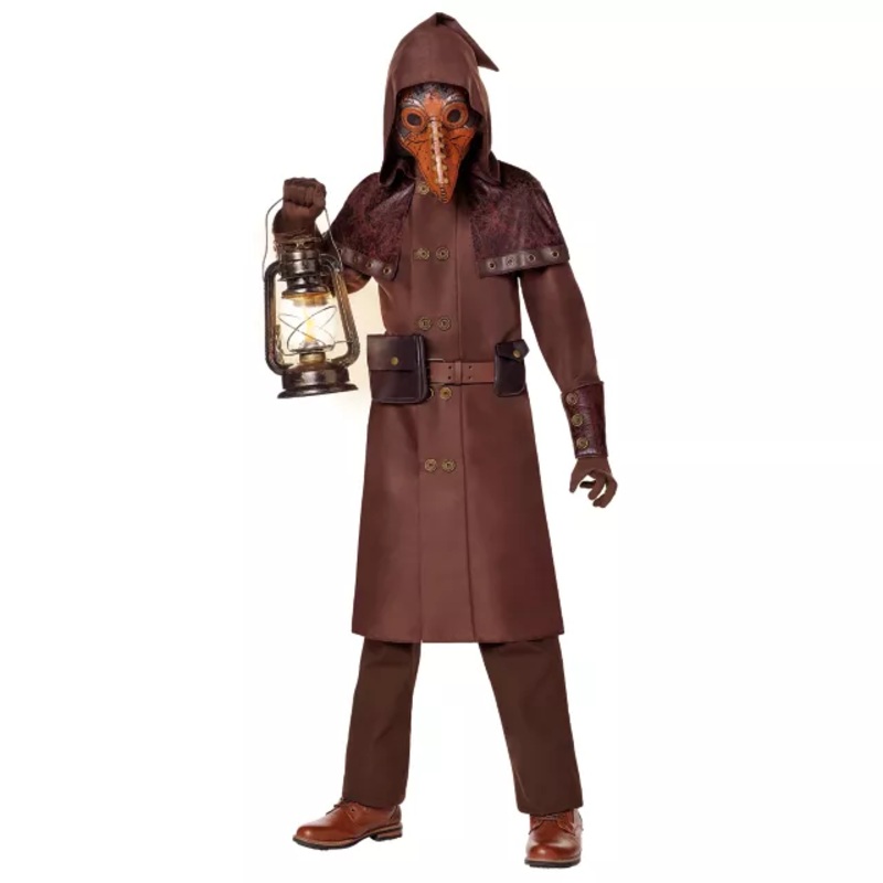 Kids Medieval Plague Doctor Costume BROWN CHILD SMALL