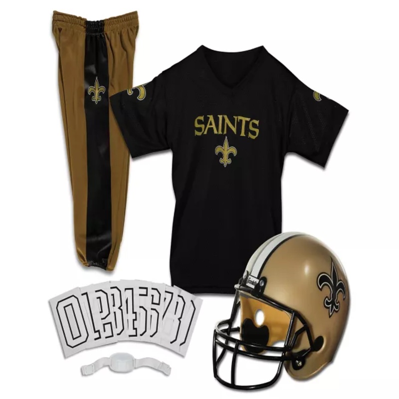 Kids New Orleans Saints NFL Deluxe Uniform Costume - Franklin Sports BLACK/GOLD YOUTH SMALL