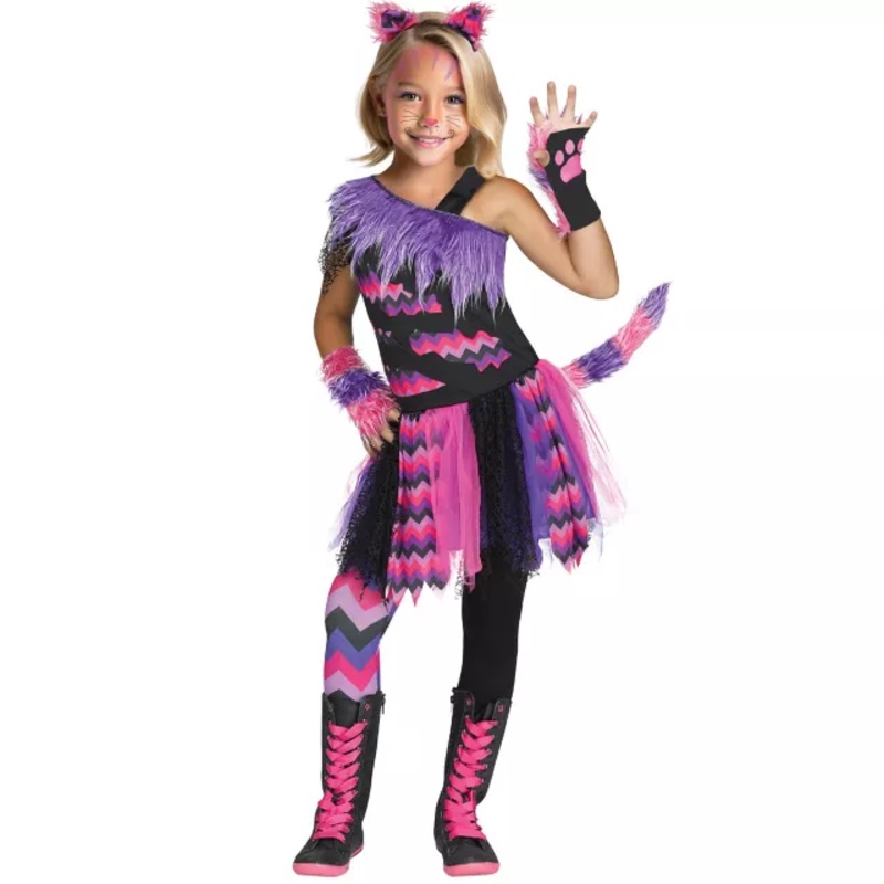 Kids Sassy Cat Costume PURPLE CHILD SMALL