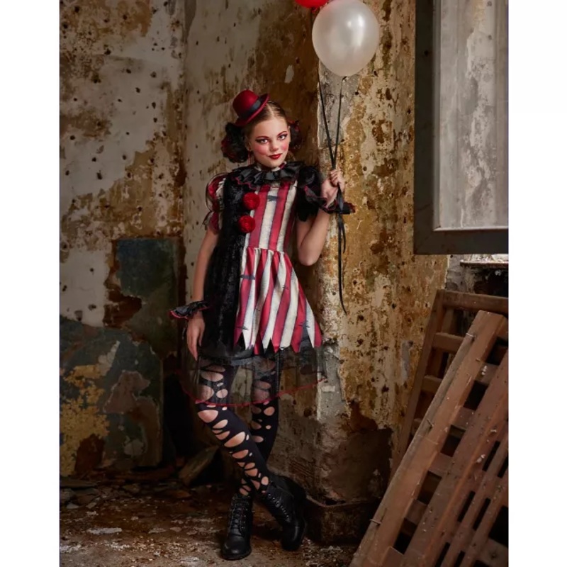 Kids Twisted Circus Clown Costume RED/WHITE/BLACK CHILD SMALL
