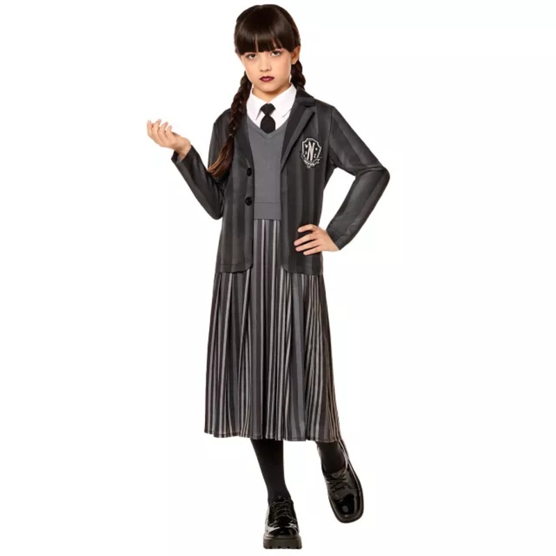 Kids Wednesday Addams Dress Costume - Wednesday BLACK CHILD SMALL