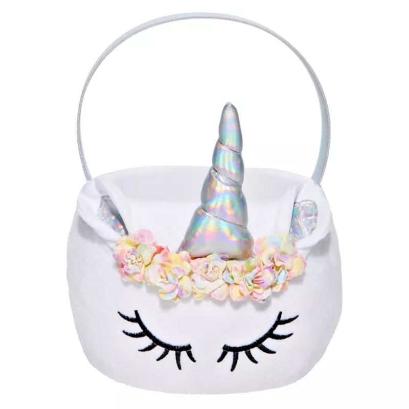 Plush Unicorn Treat Bucket WHITE