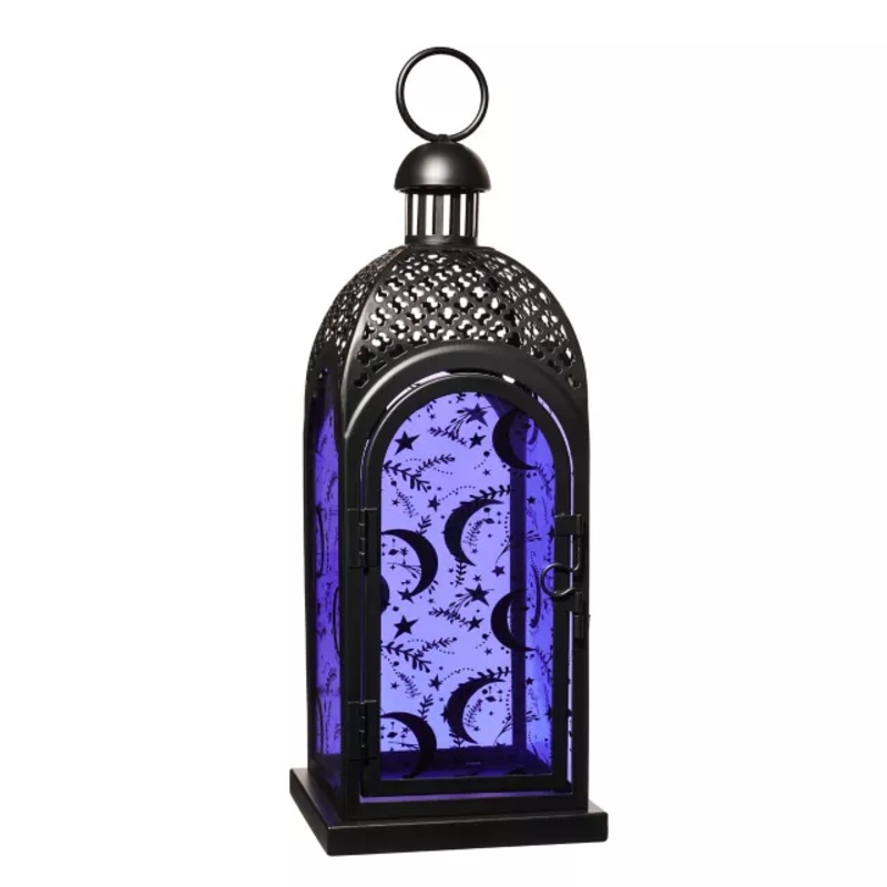 Purple Glass Moon Lantern PURPLE 12 INCHES