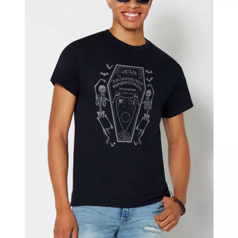 Spooky Coffin Ouija T Shirt - Ouija BLACK ADULT SMALL
