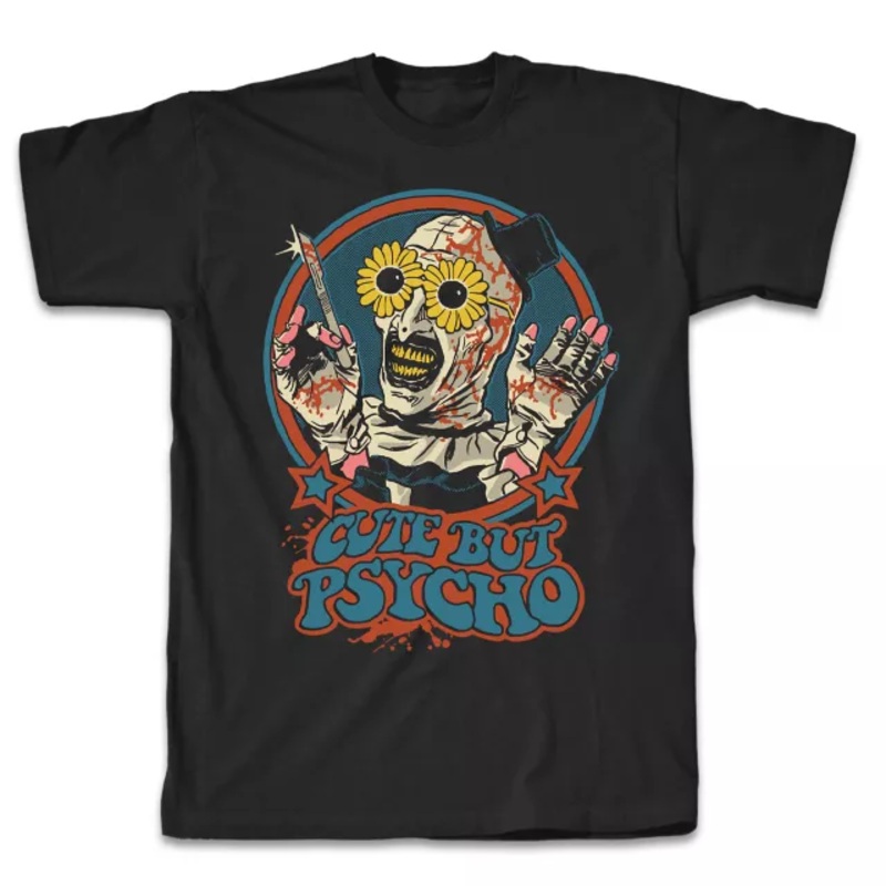Terrifier Art the Clown Cute but Psycho T Shirt BLACK ADULT SMALL