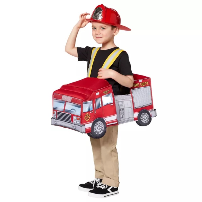 Toddler Light-Up Firetruck Ride-Along Costume RED CHILD ONE SIZE