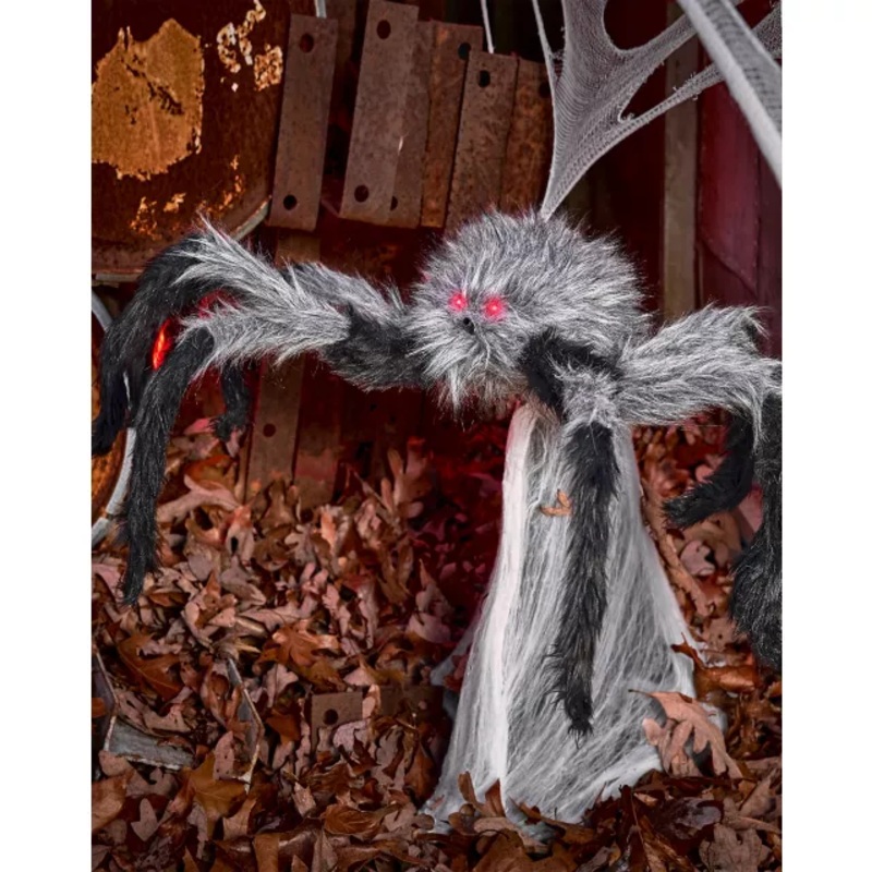 1 Ft 9 In LED Gray Jumping Spider Animatronic GRAY