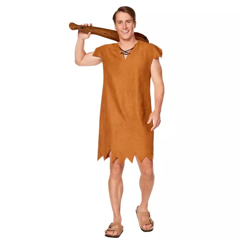 Adult Barney Rubble Costume - The Flintstones BROWN SMALL/MEDIUM