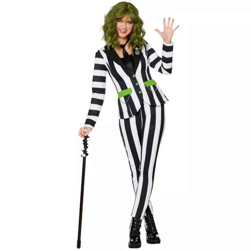 Adult Beetlejuice Costume BLACK AND WHITE ADULT SMALL