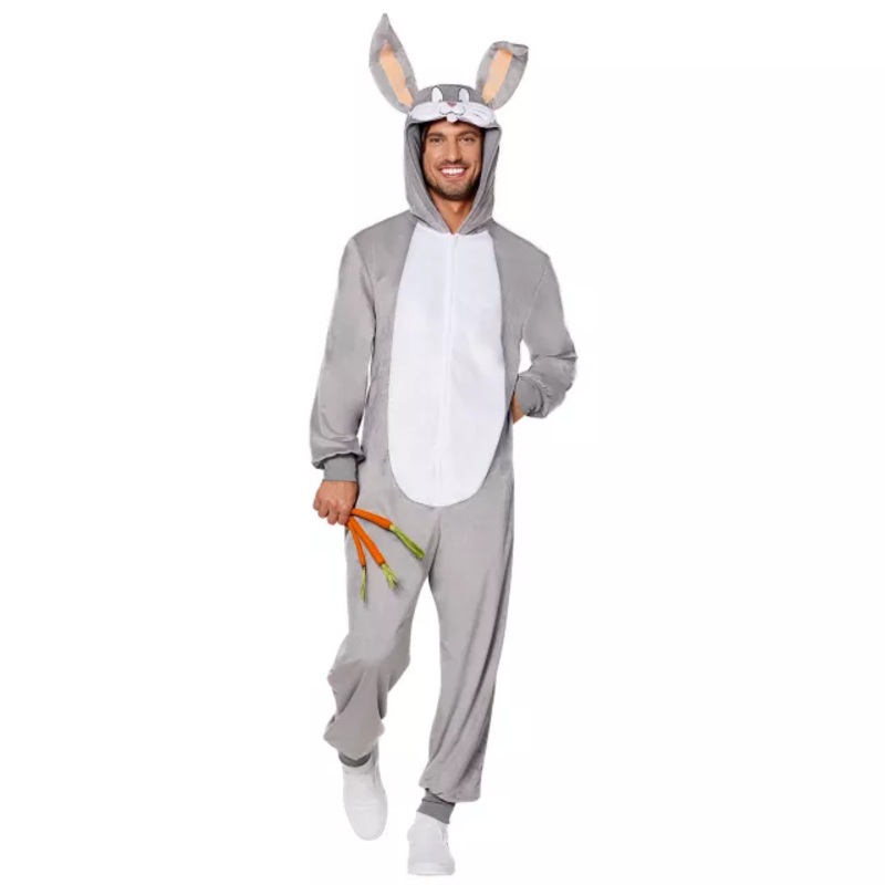 Adult Bugs Bunny Jumpsuit - Loony Tunes WHITE/GREY SMALL/MEDIUM